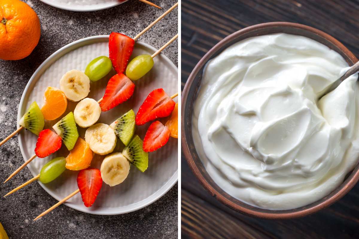 Spiedini di frutta e yogurt greco