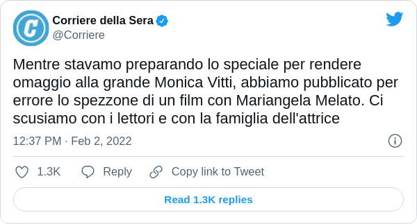 Tweet Monica Vitti scuse