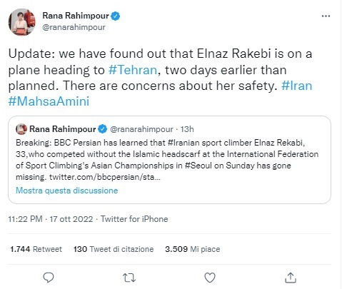 tweet bbc scalatrice iran