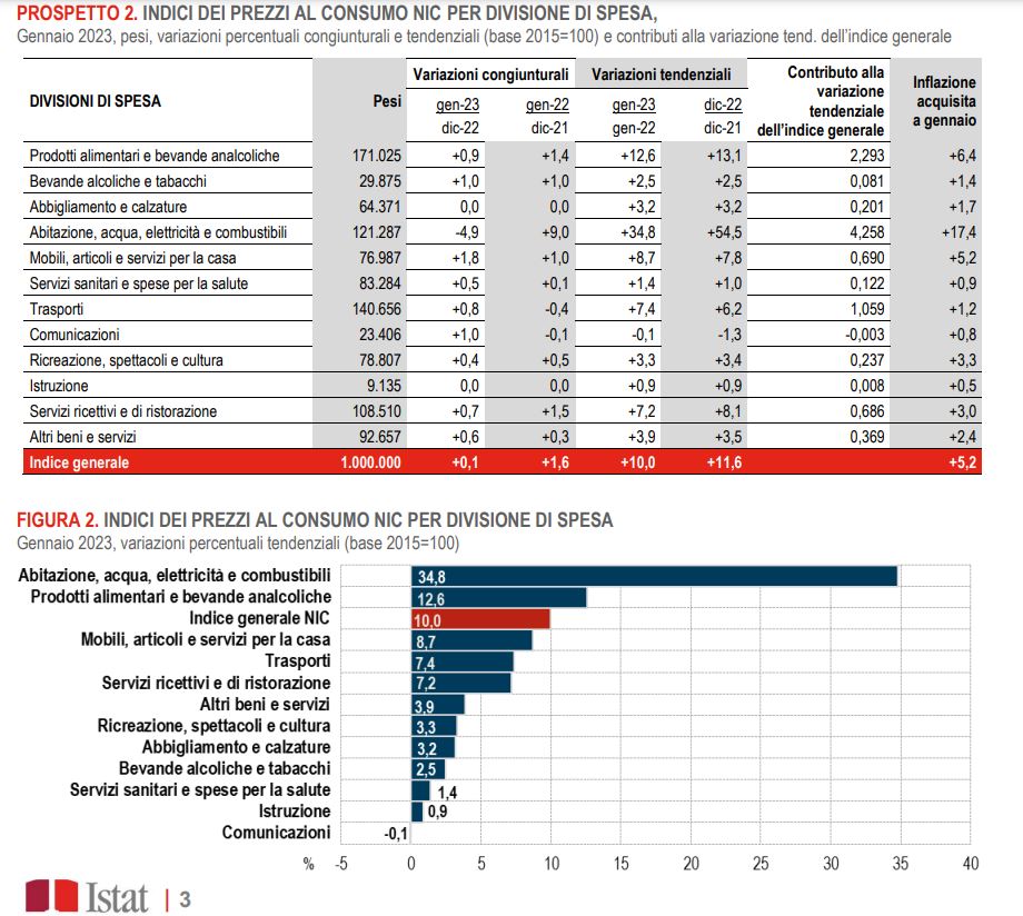 istat inflazione gennaio 2023