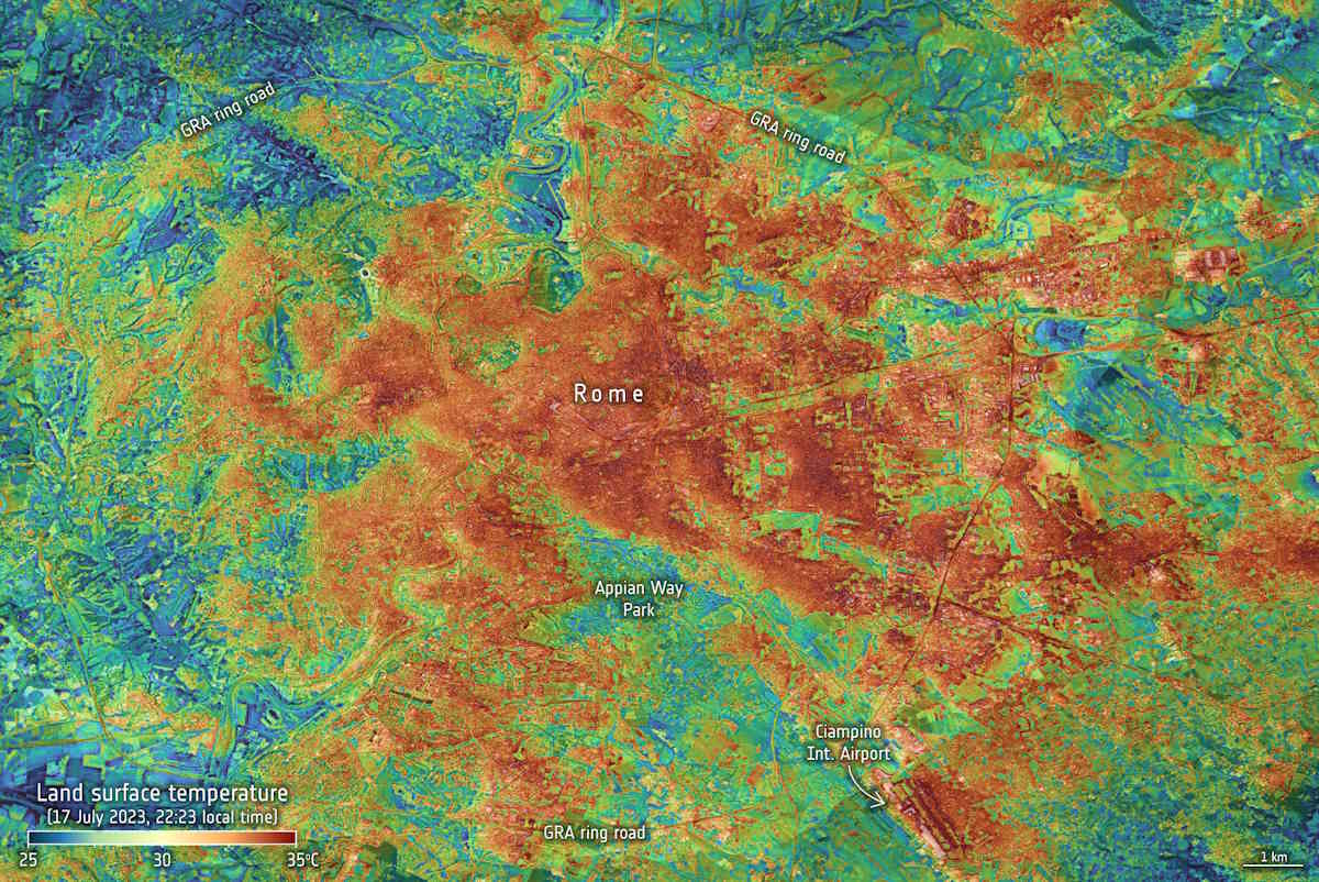 Temperatura superficiale roma luglio 2023