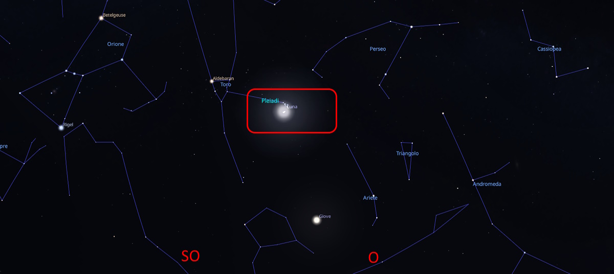 luna-giove e pleiadi febbraio 2024