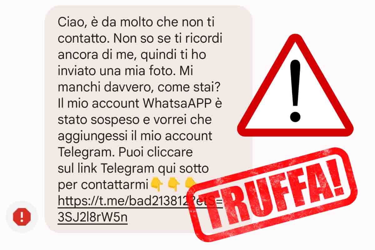 truffa messaggio ciao è da molto che non ti contatto