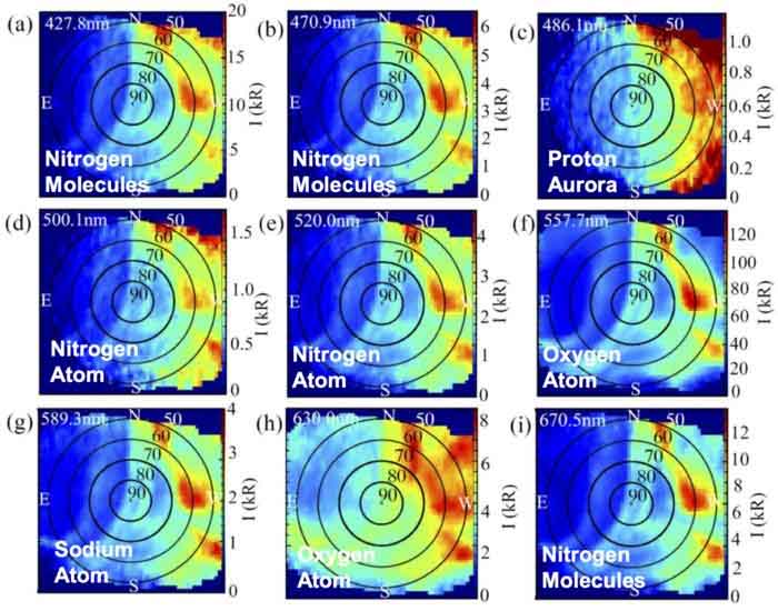 Aurora boreale immagine iperspettrale