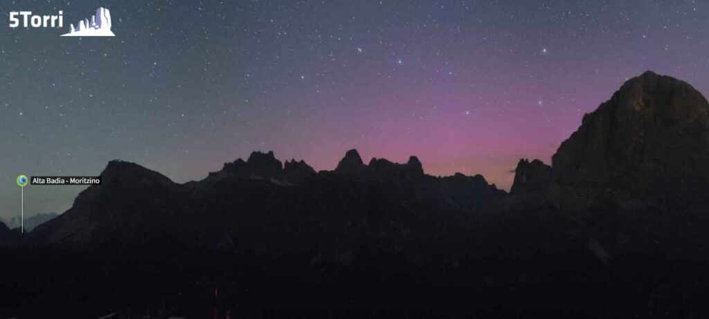 aurora boreale in Italia 5 Torri