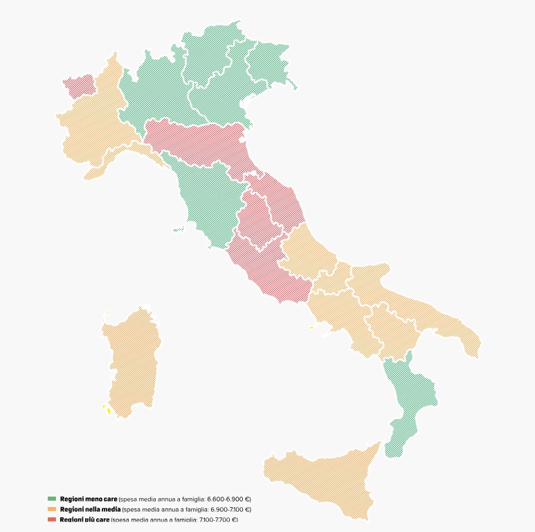 supermercati regioni più o meno care