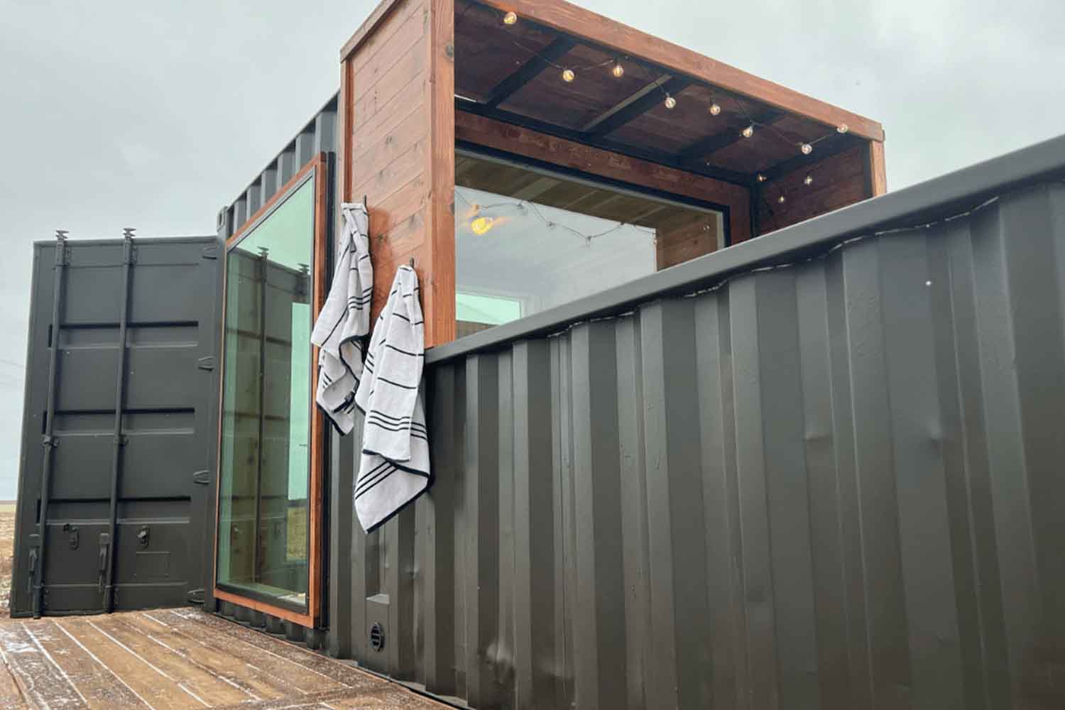 Container trasformato in sauna