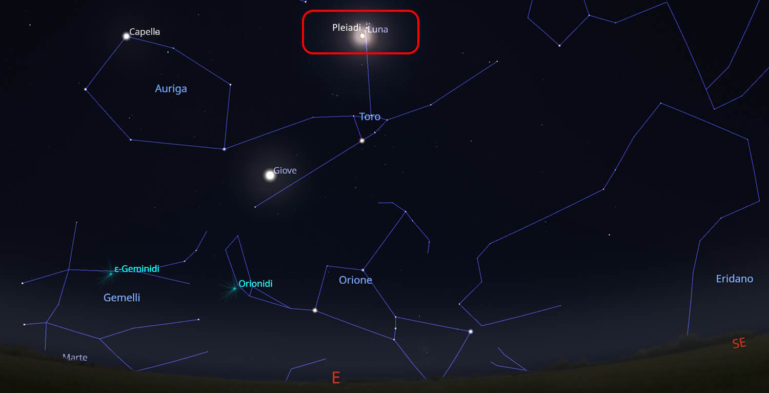 bacio luna pleiadi ottobre 2024