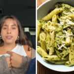 ragazza intossicata pasta al pesto