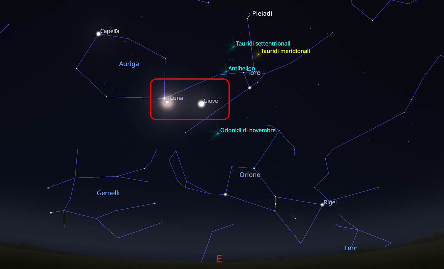 luna pleiadi giove 16-17 novembre 2024