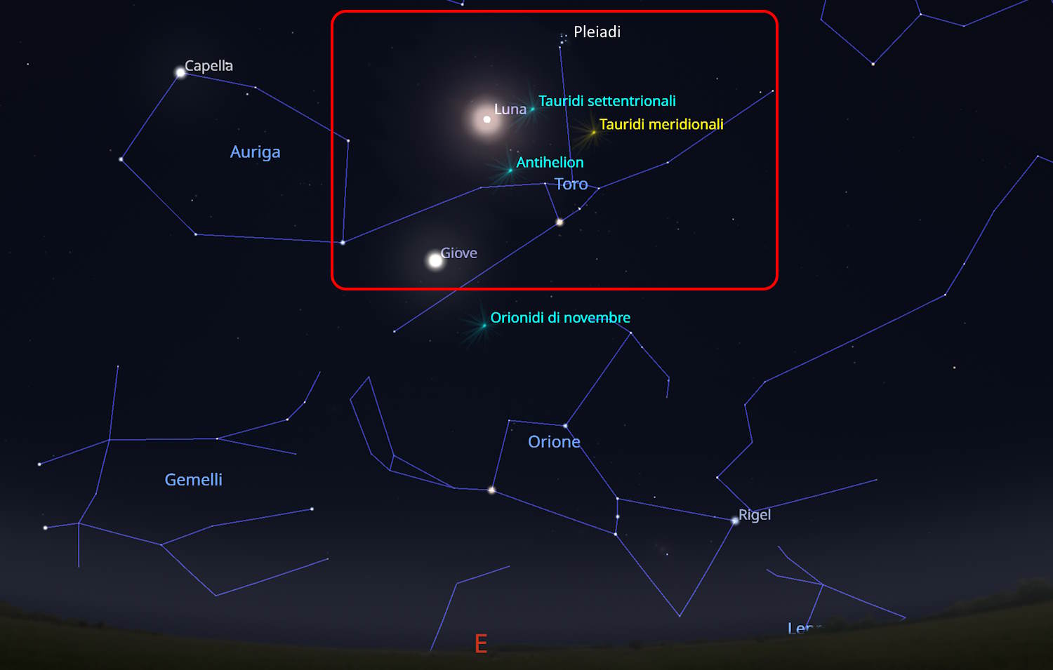 luna pleiadi giove 16-17 novembre 2024