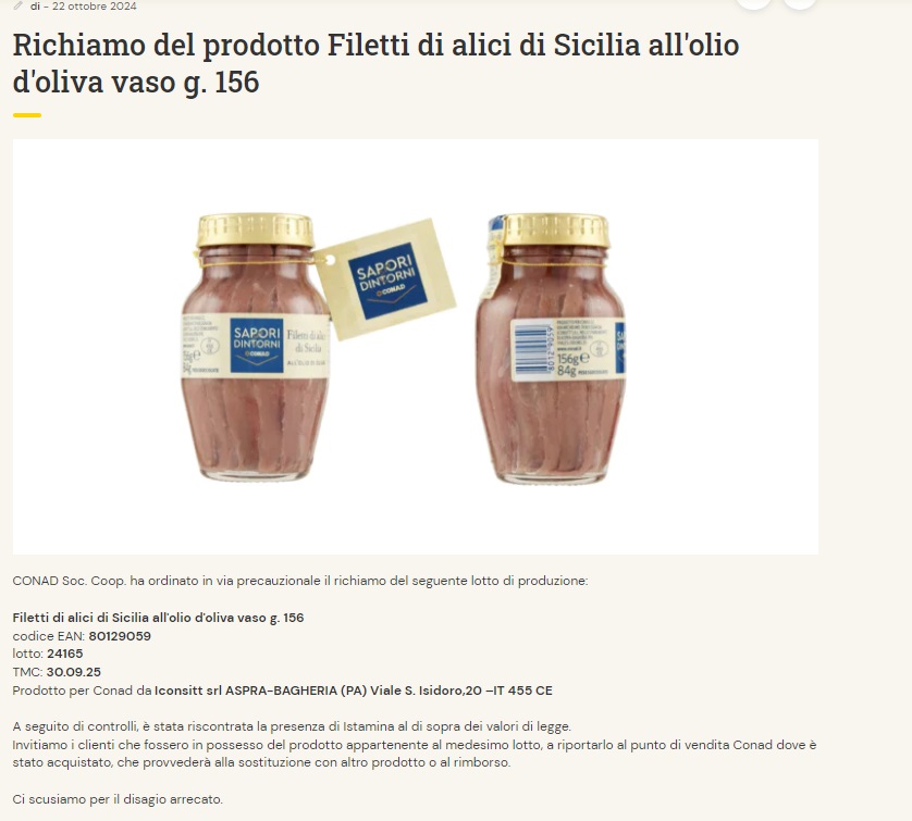 richiamo alici conad